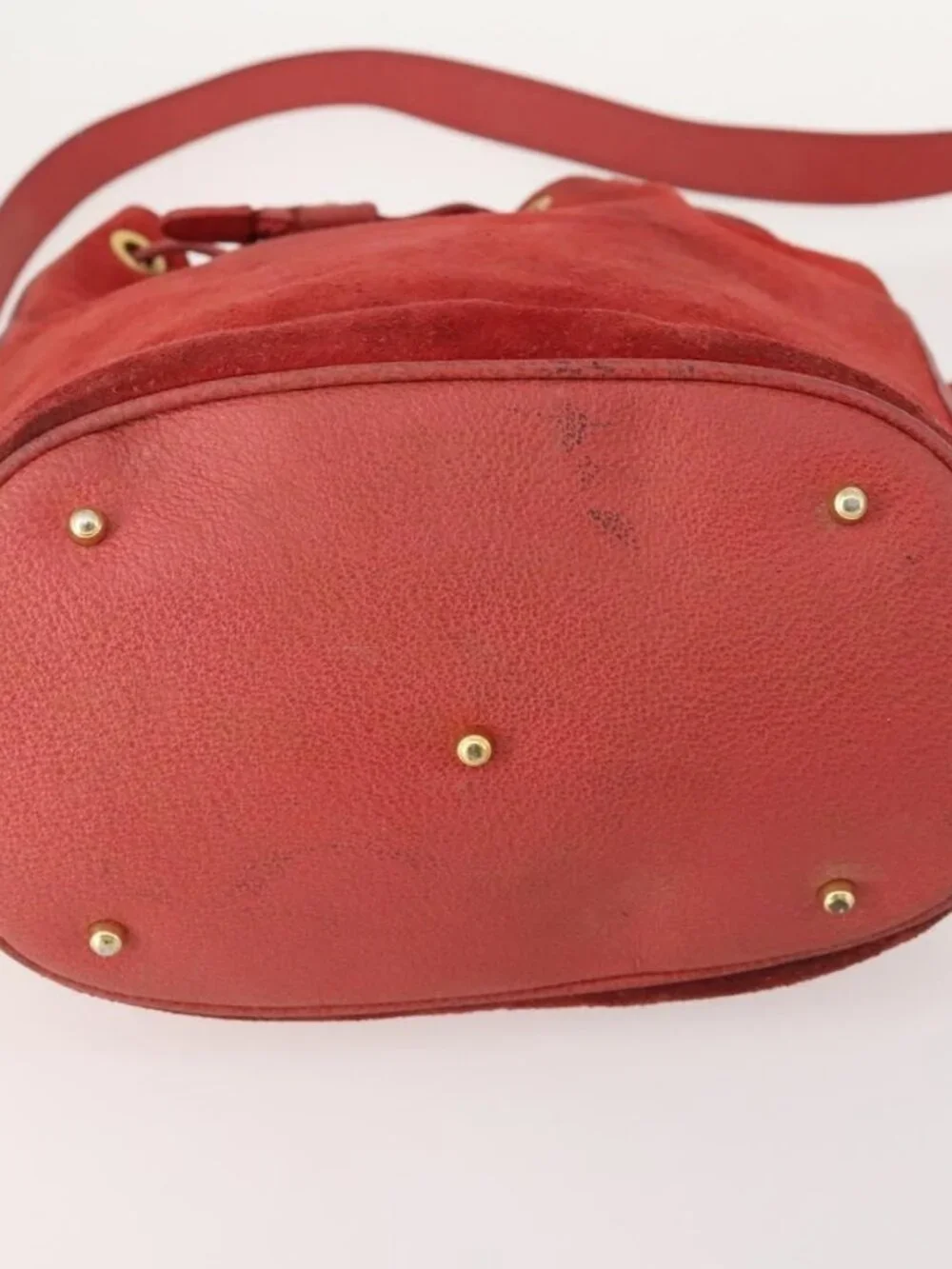 GUCCI Bamboo Shoulder Bag Suede 2way Red Gold 001 2865 1657 Auth INZ038